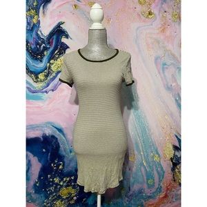 Green striped t-shirt dress